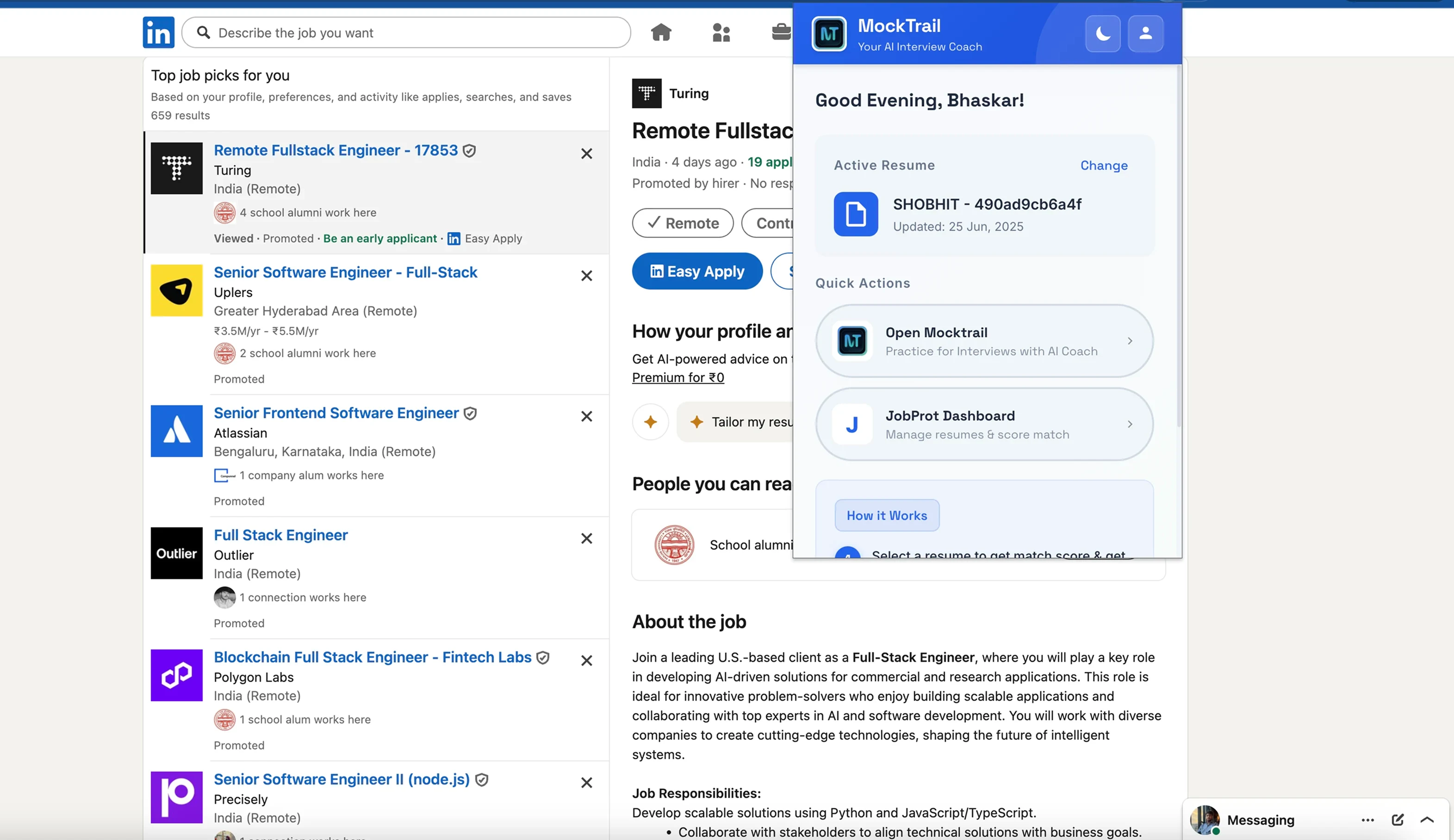MockTrail Extension Popup